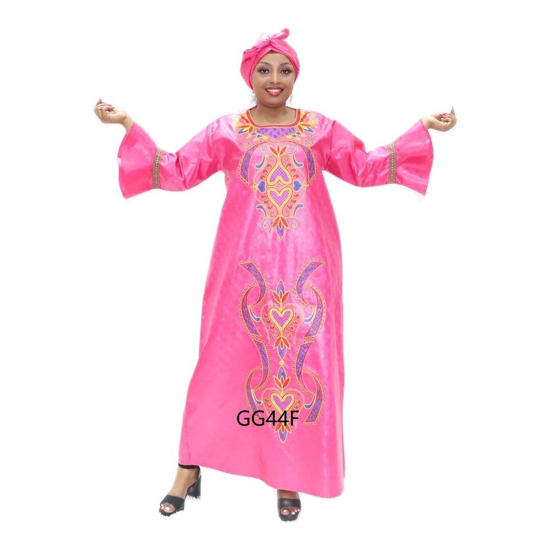 afrikanisches Dashiki-Kleid in Übergröße, rosa Dashiki-Kleid