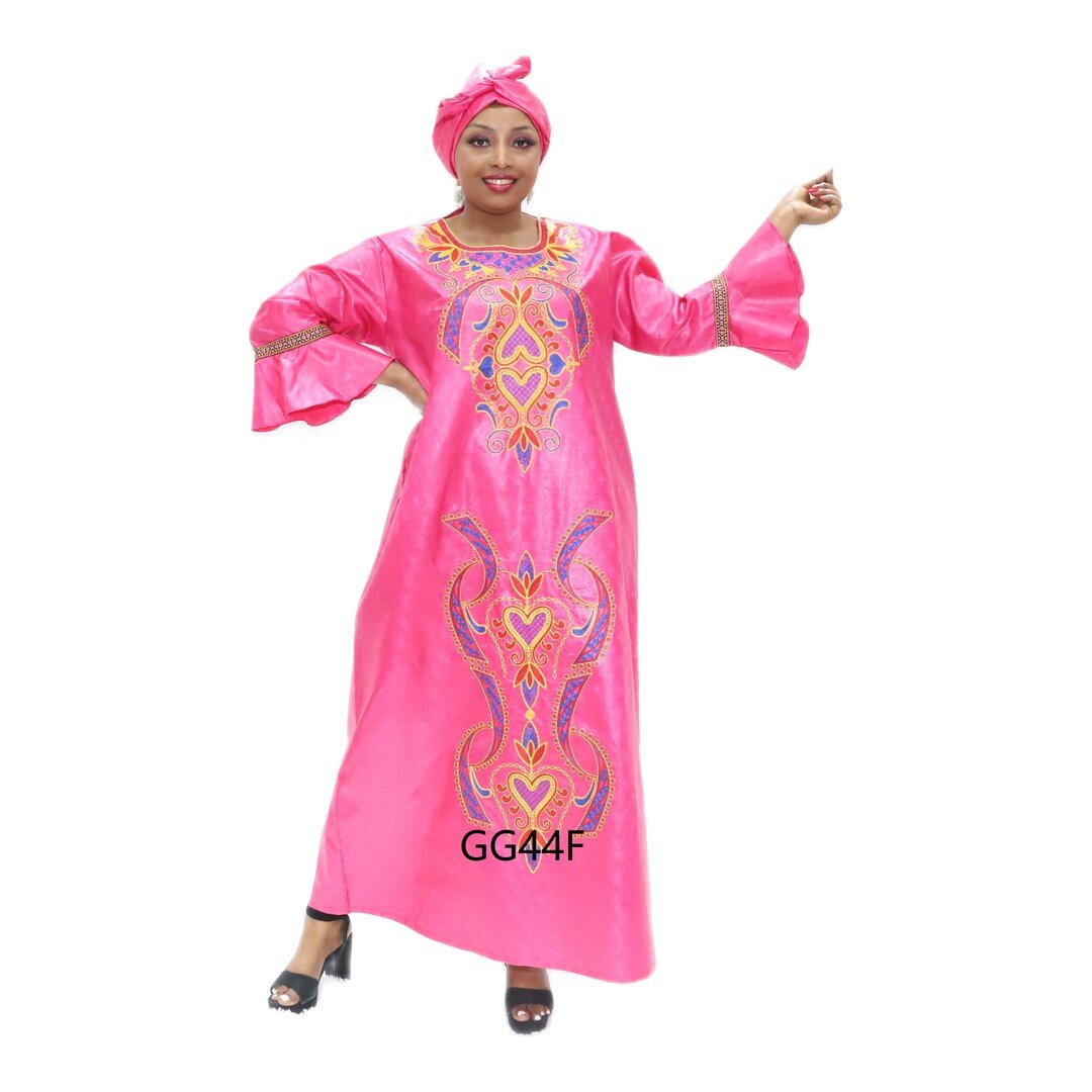 afrikanisches Dashiki-Kleid in Übergröße, rosa Dashiki-Kleid