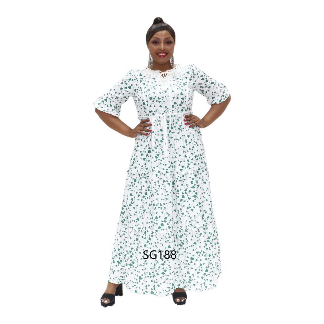 florale blanche robe de longue moyenne imprimée avec détails volants