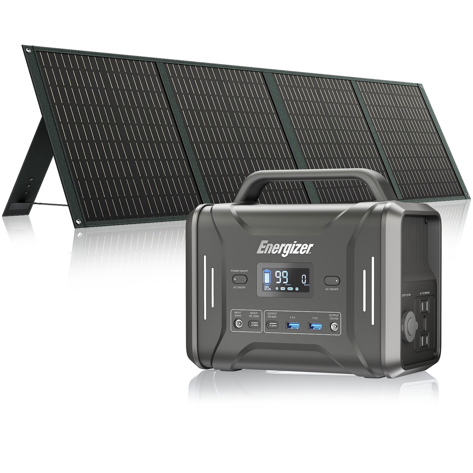 Portable Power Station 320Wh with POWERWIN 110W Solar Panel for Outdoors Camping/Emergency Use, Solar Generator with 2