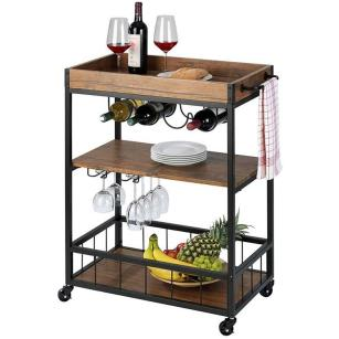 metal wine rack,iron wine rack,3-tier wine rack,wine cart with wheels,serving trolley
