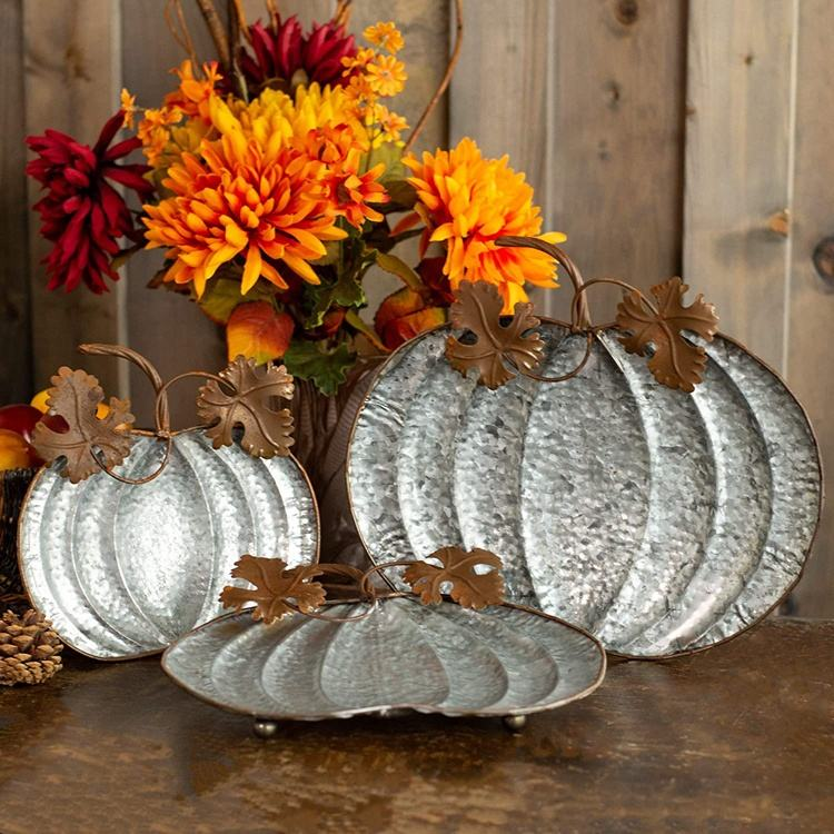  Pumpkin Shape Galvanized Silver Table Top Decoration