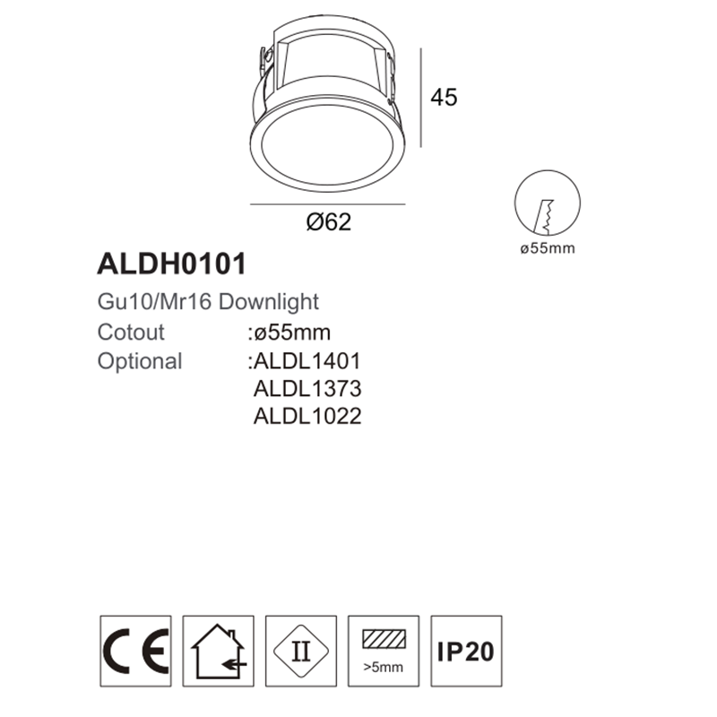 gu10 recessed downlights