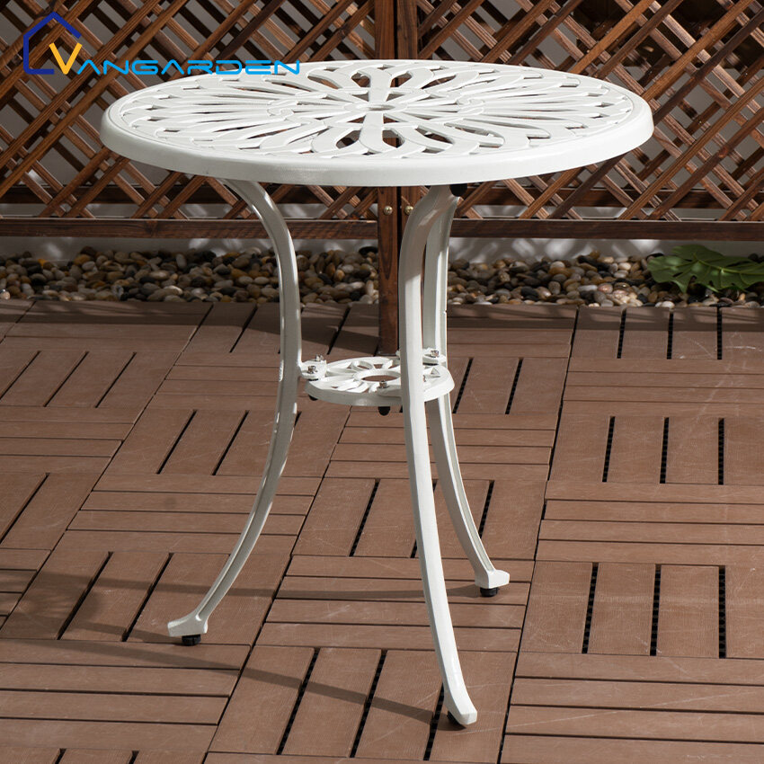 Nordic White Aluminum Tea Cofe Garden Round Table Water proof Patio Wine Table And Chairs Outdoor Chair