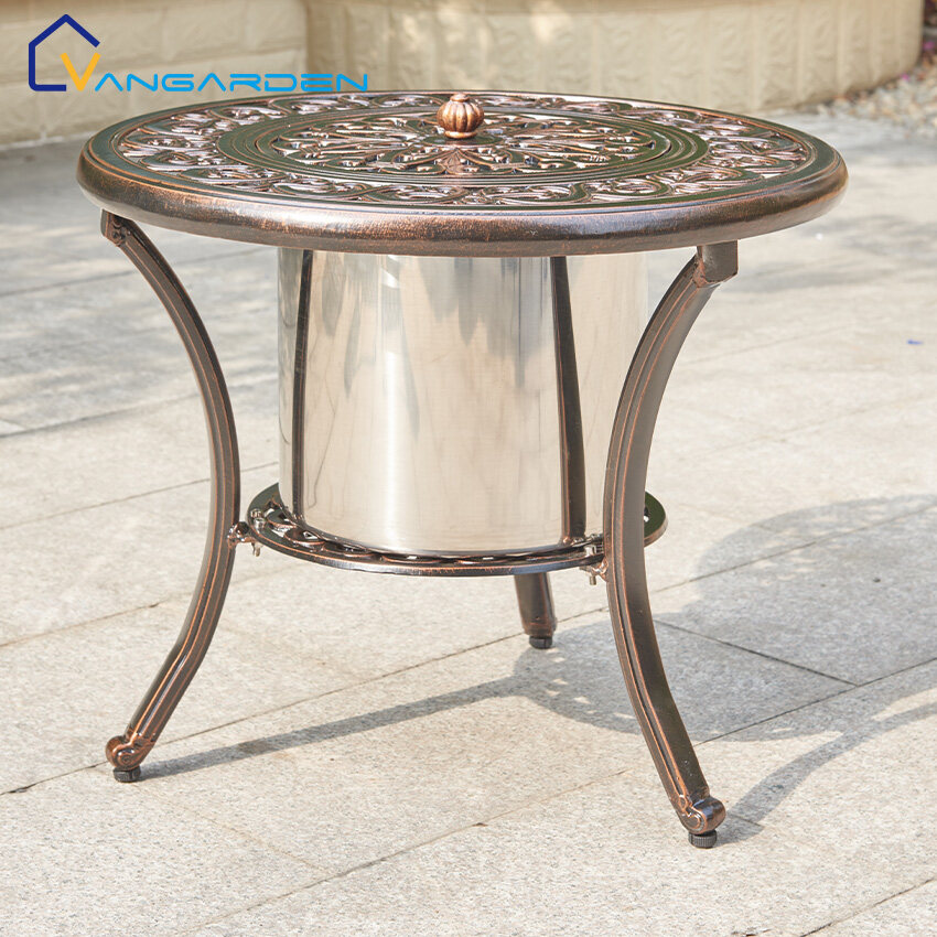 patio table with ice bucket