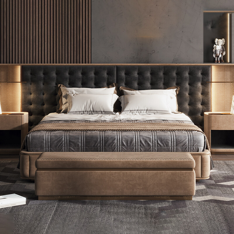 Custom Modern Italian Light Luxury Bed,China Modern Handmade Bed Manufacturer