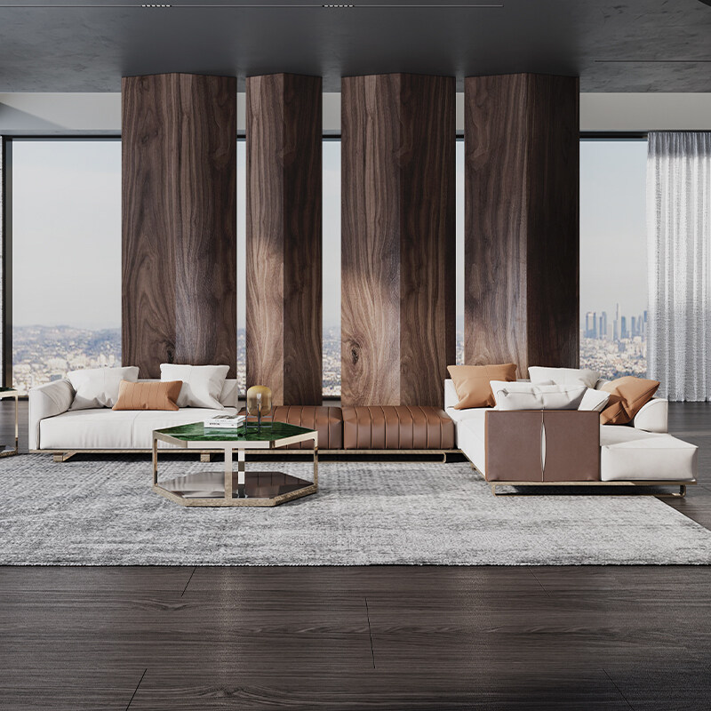 Leather Modern Italian Design Luxury Sofa Set