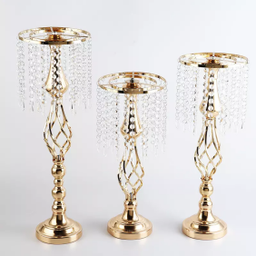 European Style Wedding Party Golden Metal Crystal Vase