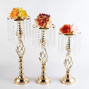 metal crystal vase,romantic atmosphere,gorgeous appearance design,high leg vase,collection value