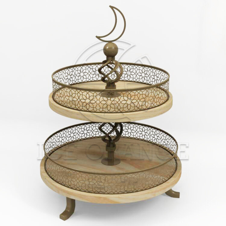 Ramadan Mosque Cake Stand, Two-Layer Cake Stand Ramadan Decoration, Two Tiered Cake Stand with Moon