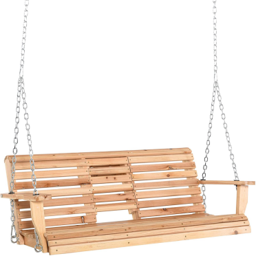 Wooden Hanging Swing Chair with Ropes