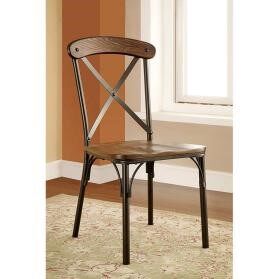 Brown Wood and Metal Dining Chair
