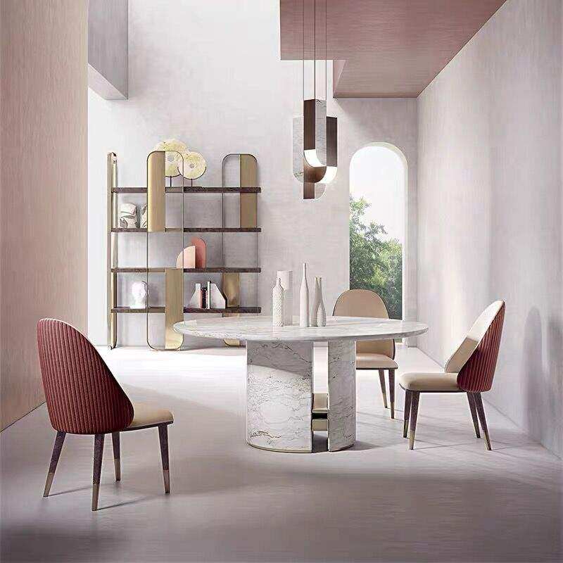 Tavolo da pranzo rotondo in marmo bianco in acciaio inossidabile tavolo da pranzo soggiorno personalizzato Springlegroupfurniture