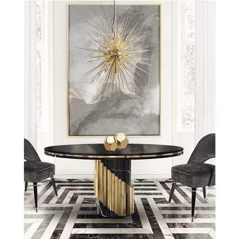 Round dining table modern marble dining table stainless steel Metal Springlegroupfurniture