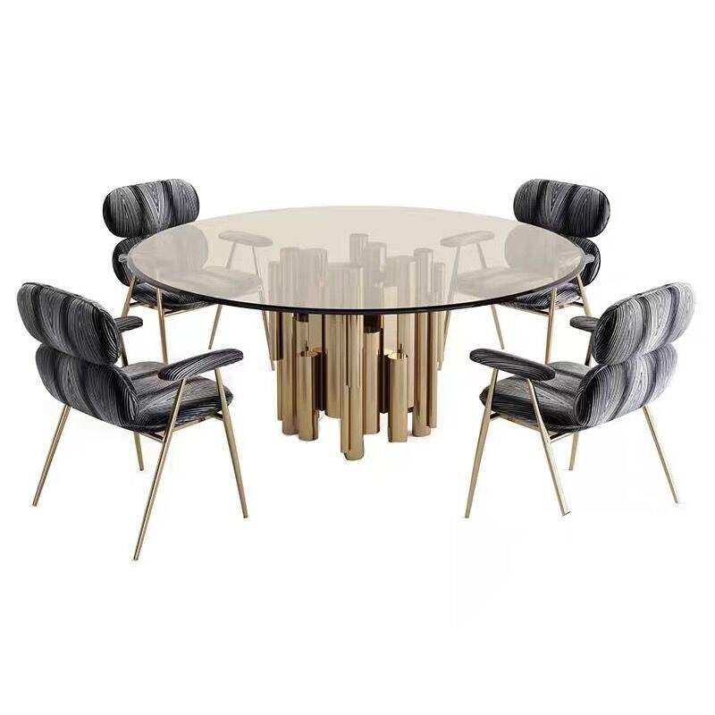 Glass dining table round stainless steel dining table custom kitchen Springlegroupfurniture