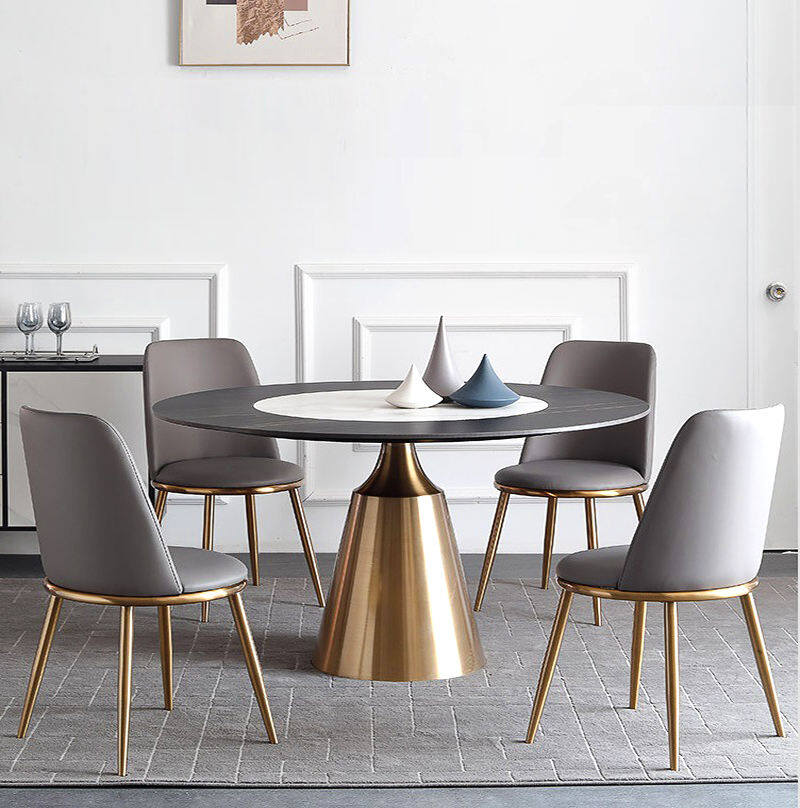 Designs dining table metal round dining table with rotating centre Springlegroupfurniture