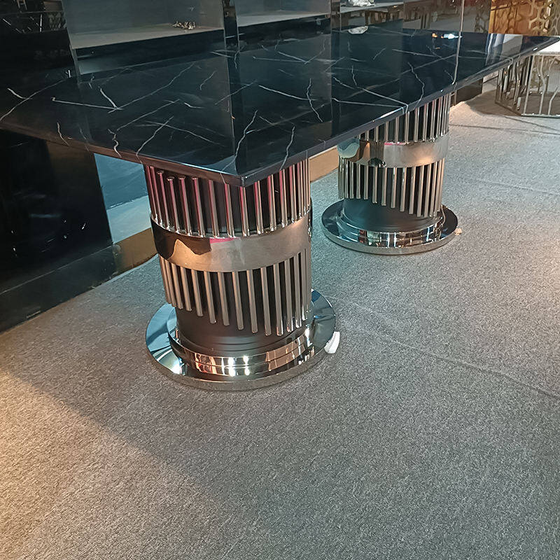 Meja makan marmer stainless steel modern bundar alas makan meja high end mewah springgroupfurniture