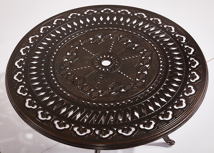 Display of Cast Aluminum Table 