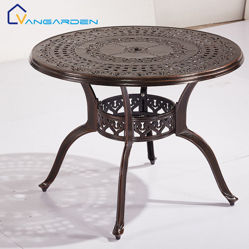 cast aluminum round patio table