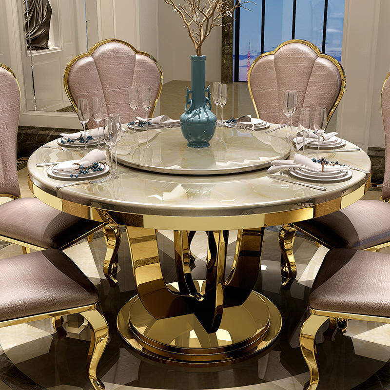 Marble dining tables round rotating dining tables Custom Springlegroupfurniture