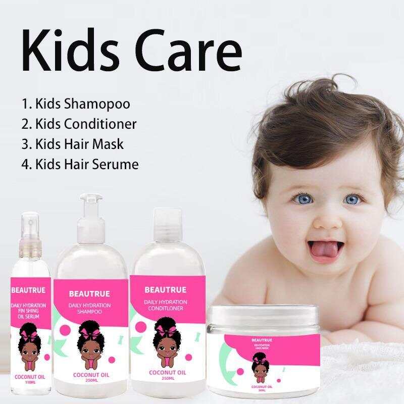 YOUR LOGO Kids Hair Care & Body Care Set 2 in 1 Shampoo Deep Conditioner Nourishing Hair Mask Moisturizing Lotion,Kids Hydrating Detangling Spray Hydrating Moisturizing Spray Hypoallergenic & Natural Hair Conditioning Spray for Kids Coconut,YOUR LOGO Natural Baby Hair Products Kids Leave-in Conditioner With Coconut Oil Smoothing Hair,YOUR LOGO Vegan Kids Hair Wash Set Honey Yogurt Gently Cleanses Kids Curly Hair,YOUR LOGO Kids Mousse shampoo, conditioner and body wash