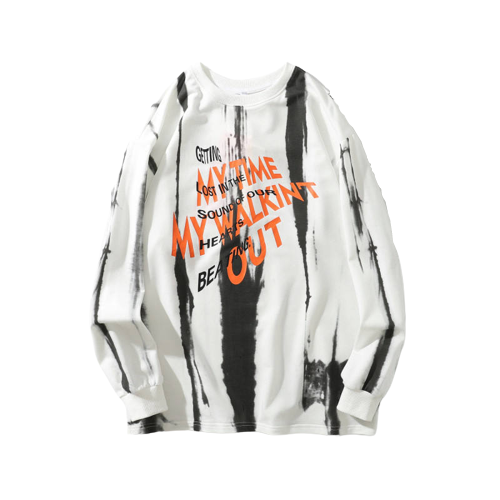 Wholesale Oversized Letter Printed Acrylic Men Crewneck Long Sleeve