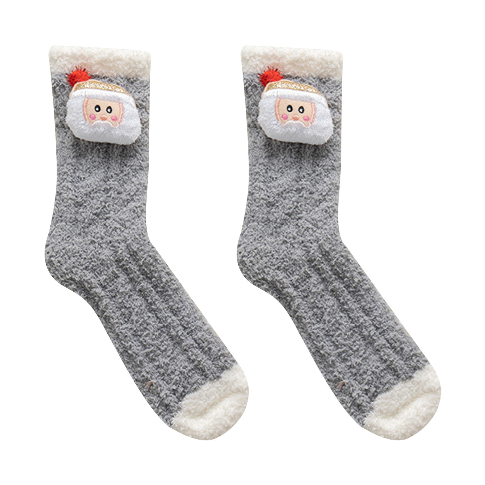 Christmas Cartoon Embroidery Coral Velvet Socks