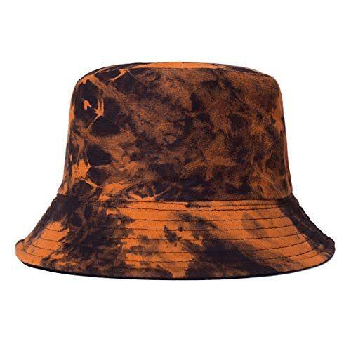 Manufacturer Orange Ink-Splashing Pattern 100% Cotton Bucket Hat