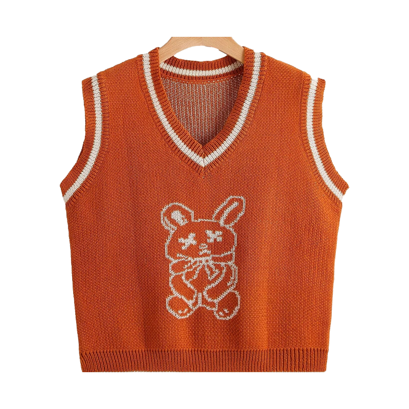 Custom V-Neck Animal Cotton Kids Vest Sweater