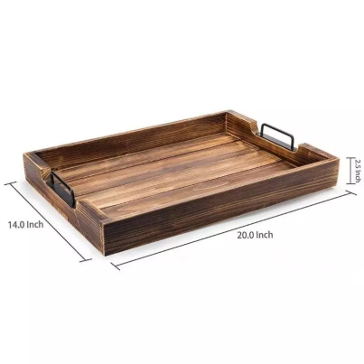 Rectangle Wooden Serving Tray for Living Room