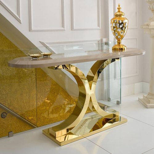 Marble console table unique elegant marble stainless steel console table customized Springlegroupfurniture