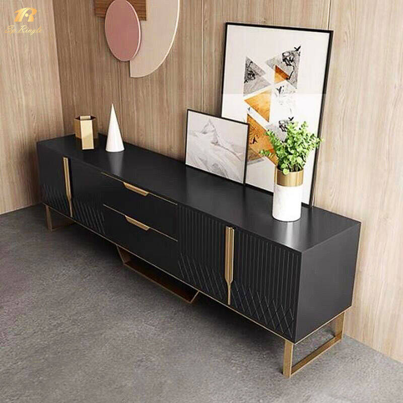 Black and white TV stands with drawers wood furniture european tv stands nordic Springlegroupfurniture