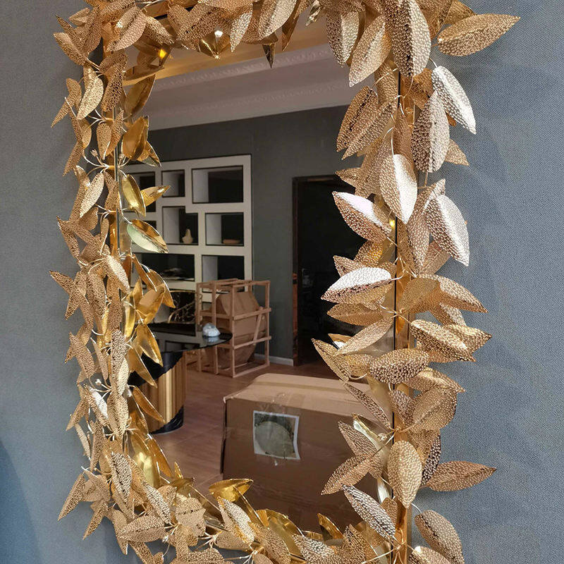 Wall mirror led light luxury bathroom decorative mirror gold leaf Springlegroupfurniture