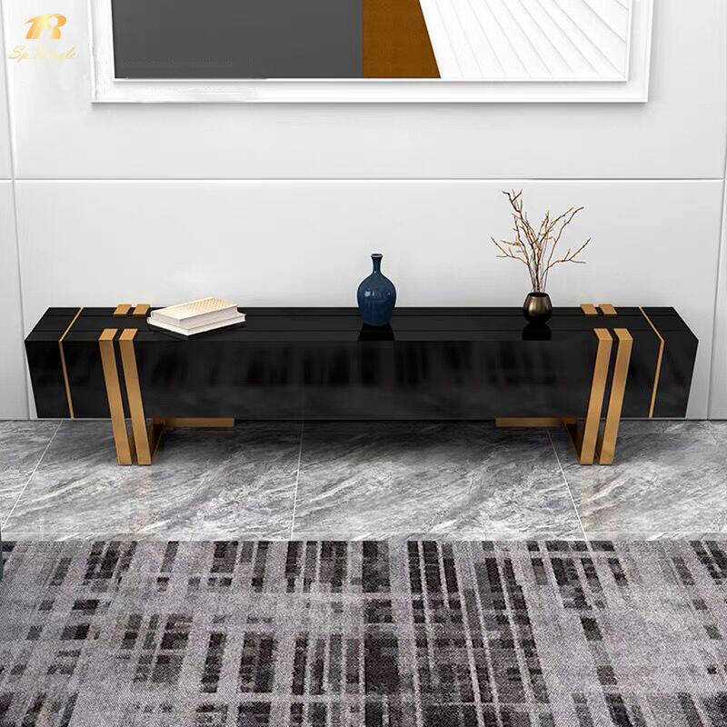 Modern TV Stands Luxury Black and Gold TV Stand Metal Room Gabinete de televisión Decorado Springlegroupfurniture