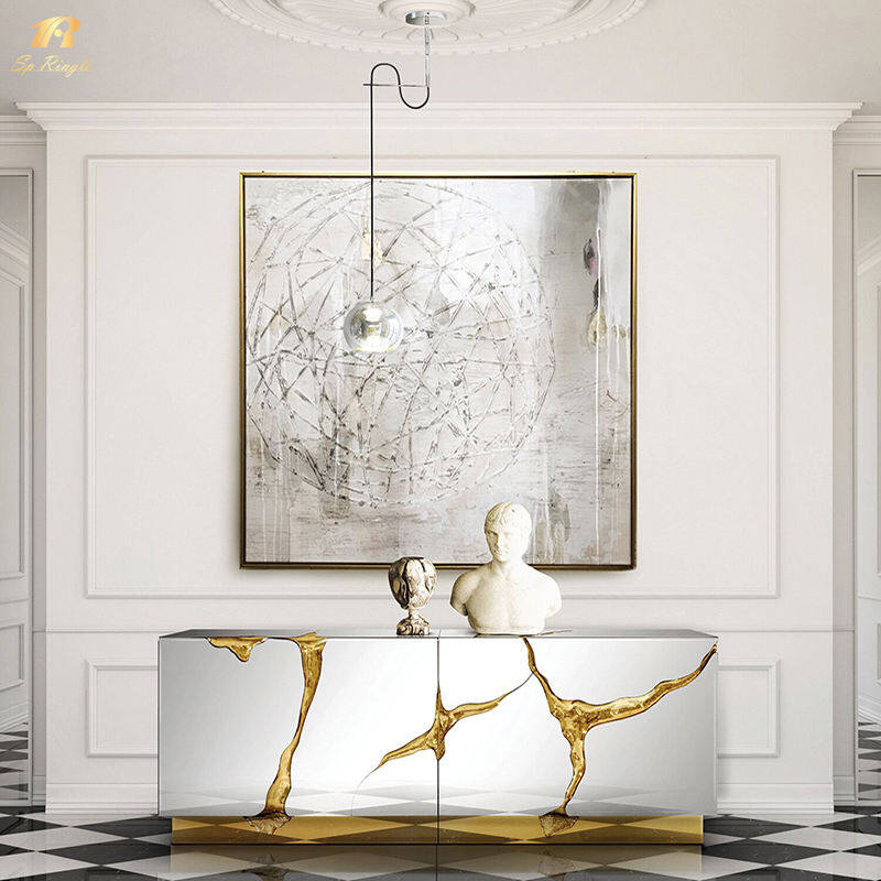 Console cabinet metal design luxury wooden furniture standing steel cabinet Springlegroupfurniture