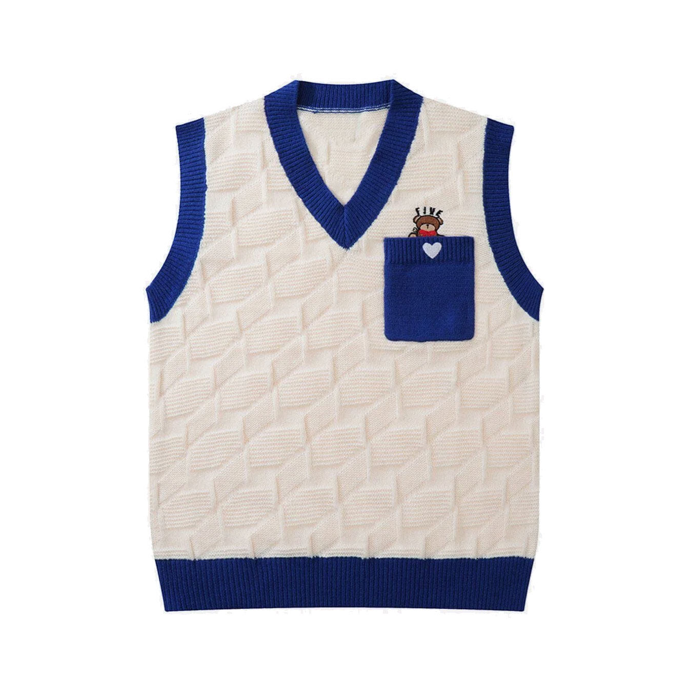 V-Neck Animal Argyle Embroidery Nylon Women Vest Sweater