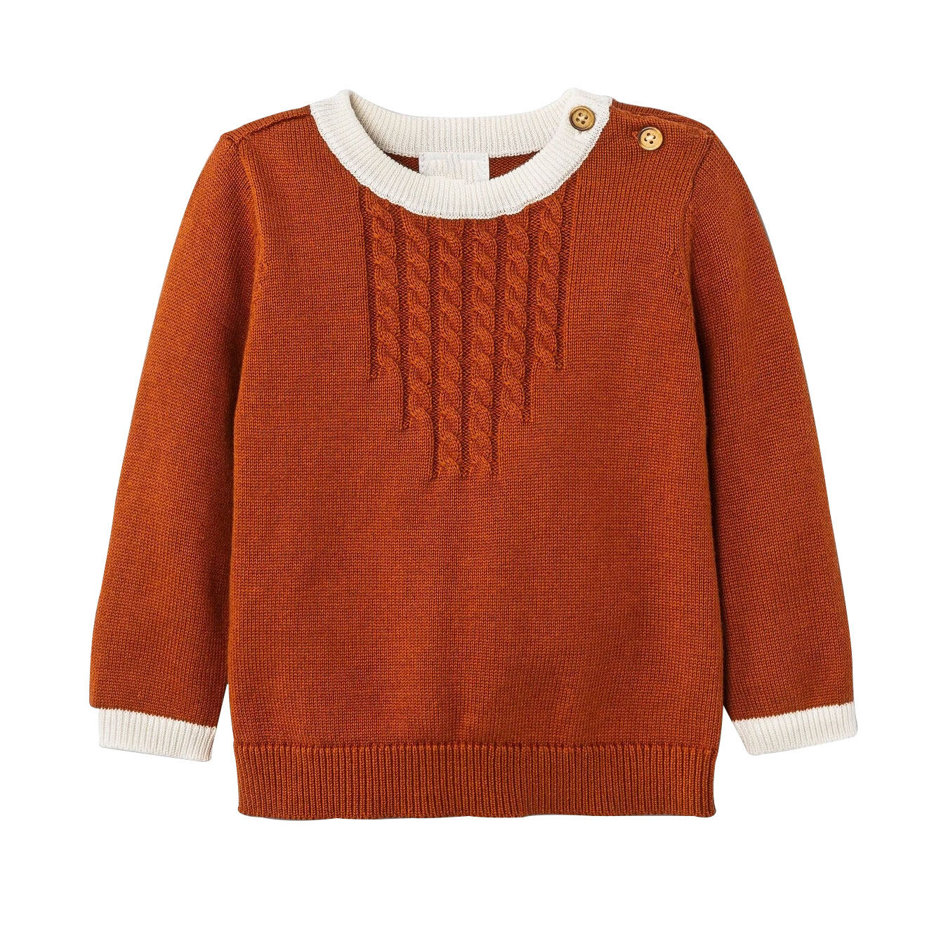 Crew Neck Cotton Kids Pullover Sweater