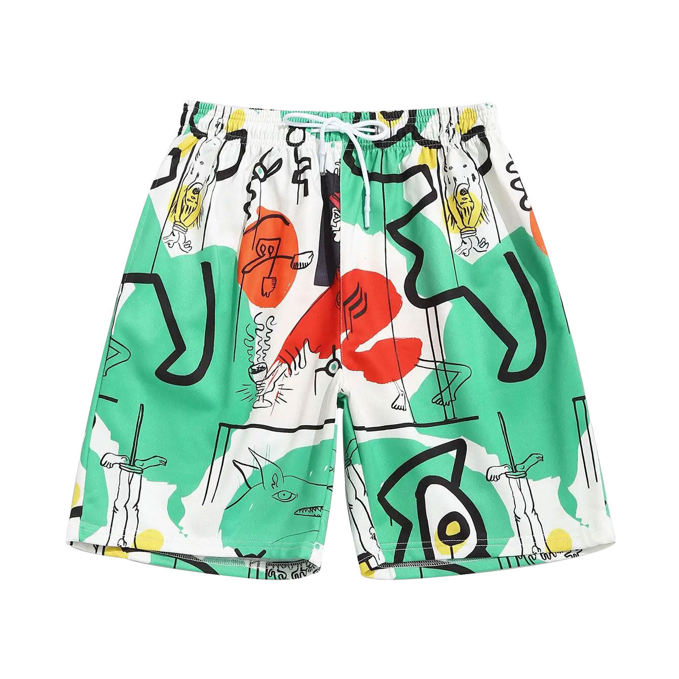 Adjustable Waist Digital Printing Polyester Men Shorts