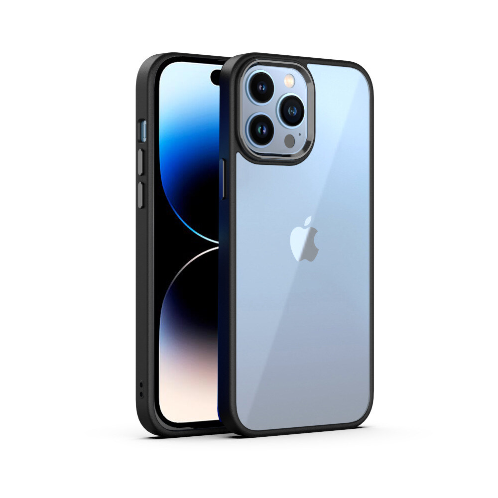 Capa de acrílico com botão galvanizado de liga de titânio para proteção de câmera para iPhone 14 Pro