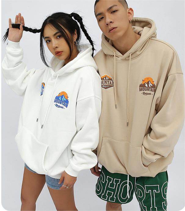 Man With Foamed Puff Print Loose Hoodie