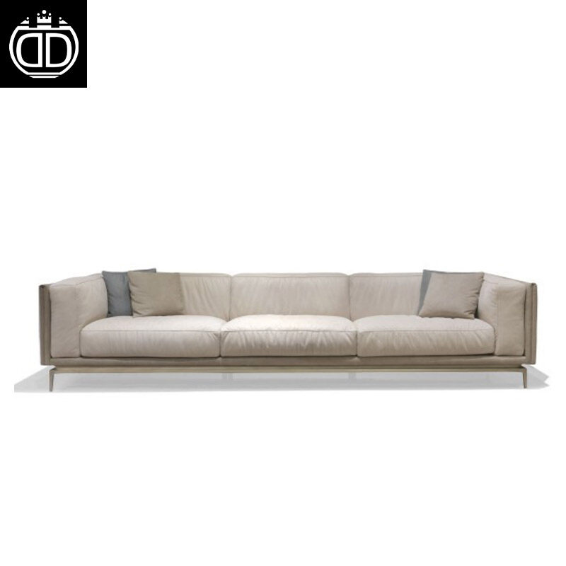 Contemporary Genuine Leather Sofa Set Living Room Luxury Italian Design