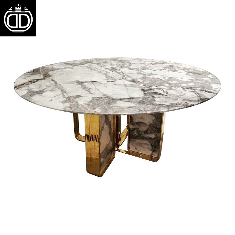 Unique  Luxury Modern  Metal Top Dinning Table Set