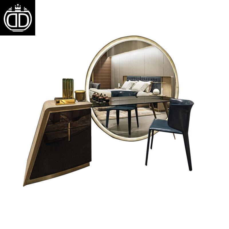 Big Round Mirror Bedroom Make up Luxury Modern Dressing Table