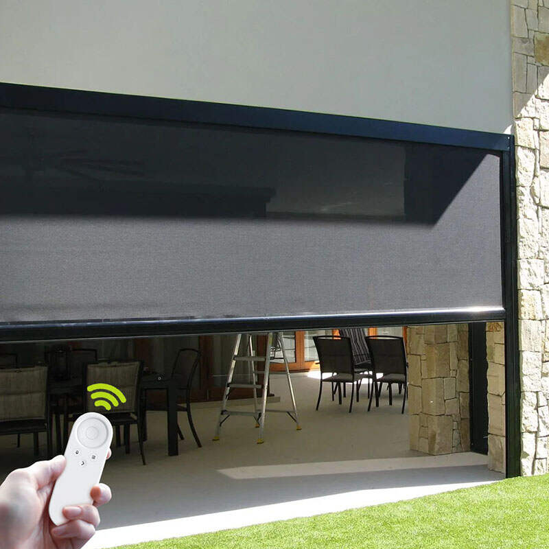 Patio Ziptrack Outdoor Shade Windproof Motor Outdoor Motorized Roller Blinds