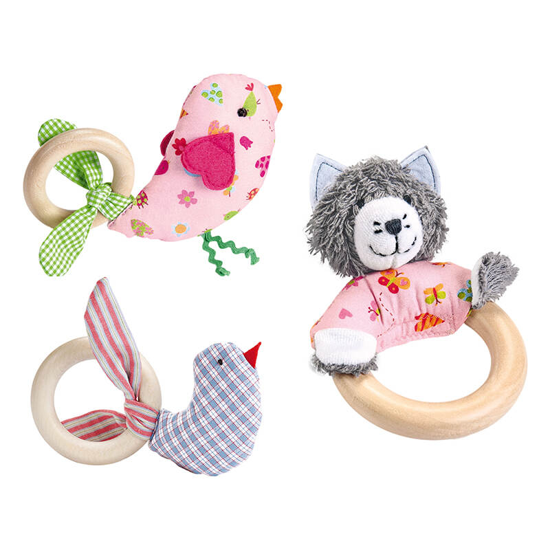 New Design Wood teether ring Teether Animal Baby Teether Toy chicken Shape Newborn Teething Ring