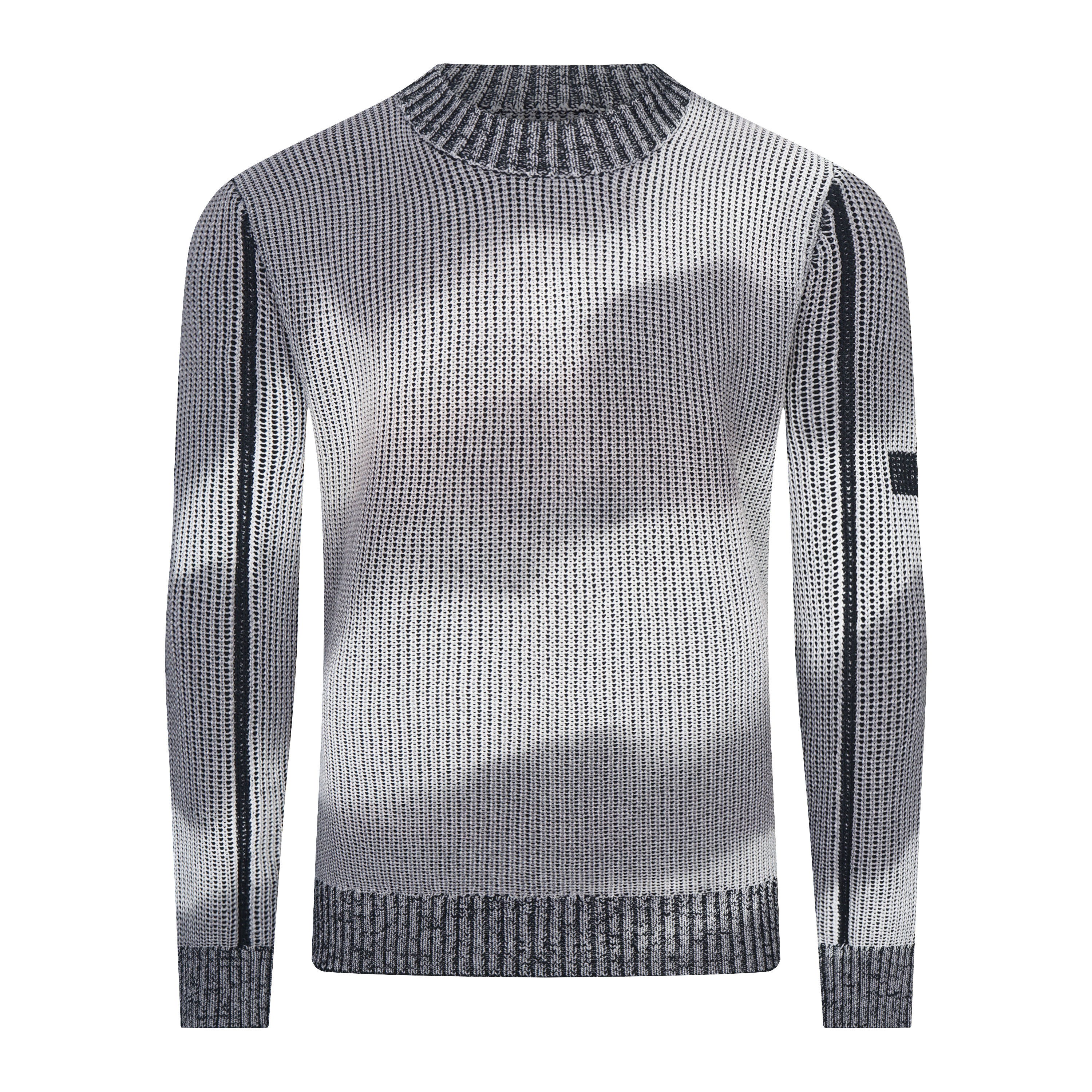 Crew Neck Color Blocking Jacquard Men Thermochromic Sweater