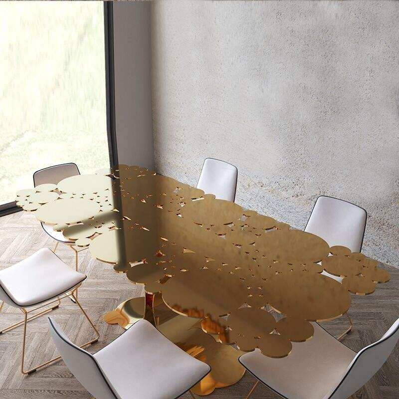Metal dining table royal gold 8-person dining table designs