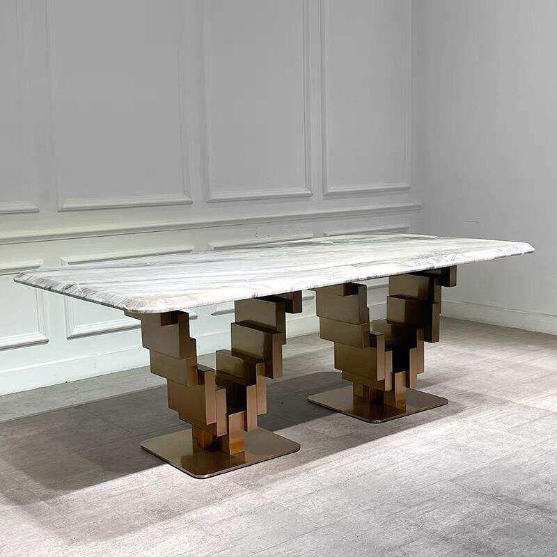 Marble dining table contemporary stainless steel dining table Nordic Springlegroupfurniture