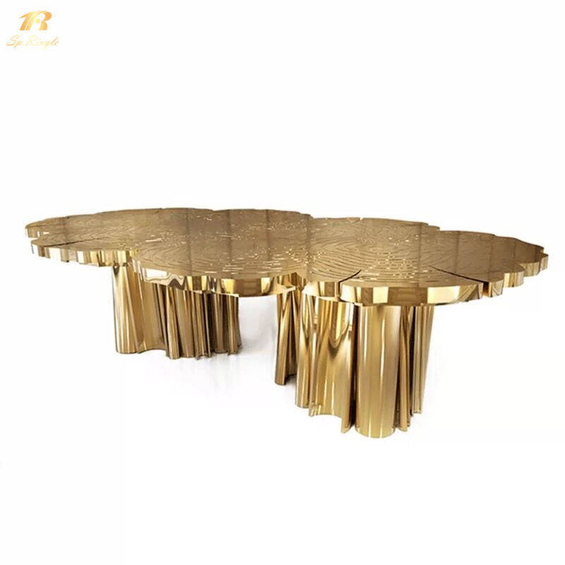 Gold dining table Wood Structure and Polished Brass dining table luxury Springlegroupfurniture