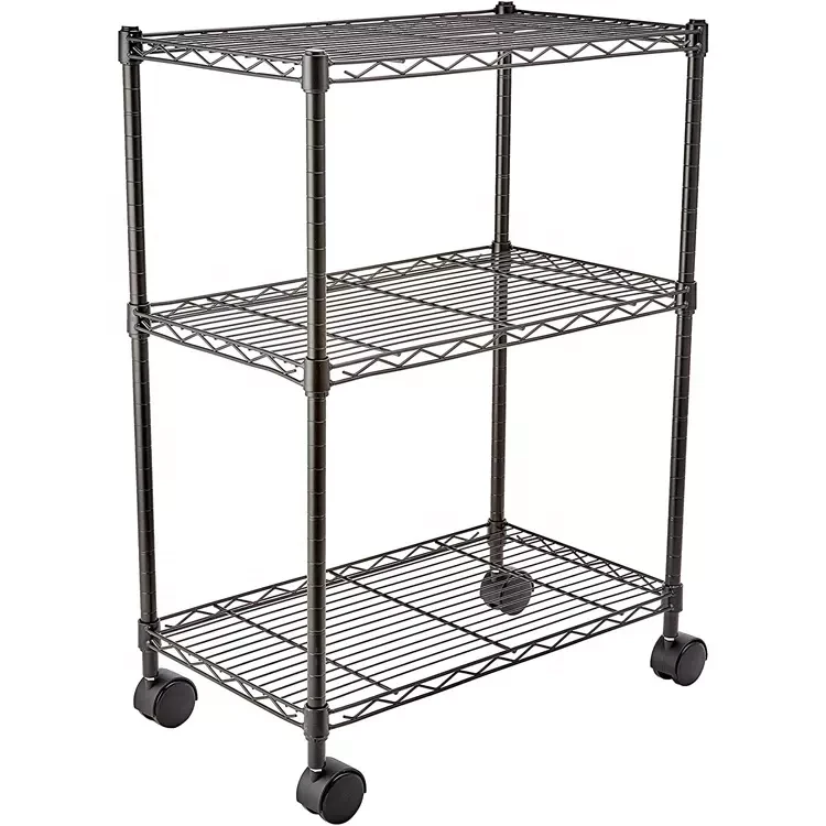movable storage rack,multi-layer metal storage rack,multi storied storage space,kitchen storage shelves,metal craft trolley